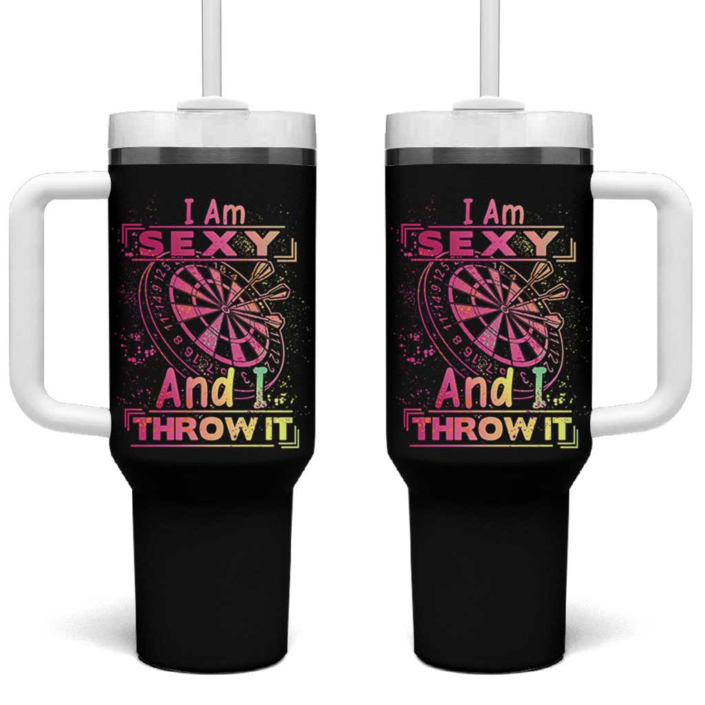 I Am Sexy And I Throw It Tumbler With Handle Sexy Dart Player Gift - Wonder Print Shop