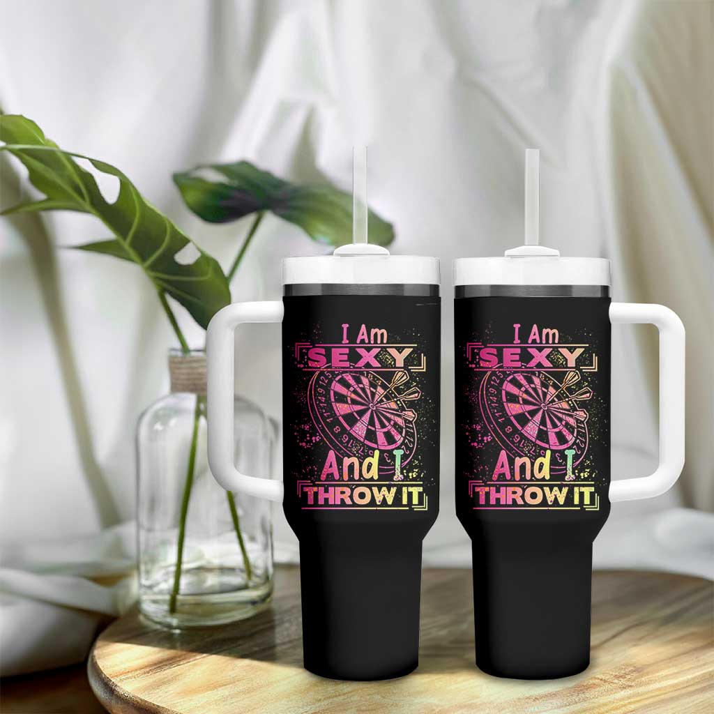 I Am Sexy And I Throw It Tumbler With Handle Sexy Dart Player Gift - Wonder Print Shop