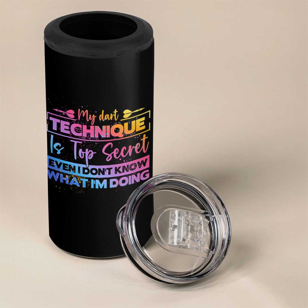 My Dart Technique Is Top Secret 4 in 1 Can Cooler Tumbler Funny Dartist Gift - Wonder Print Shop