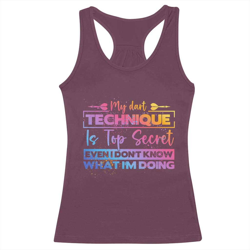 My Dart Technique Is Top Secret Racerback Tank Top Funny Dartist Gift - Wonder Print Shop
