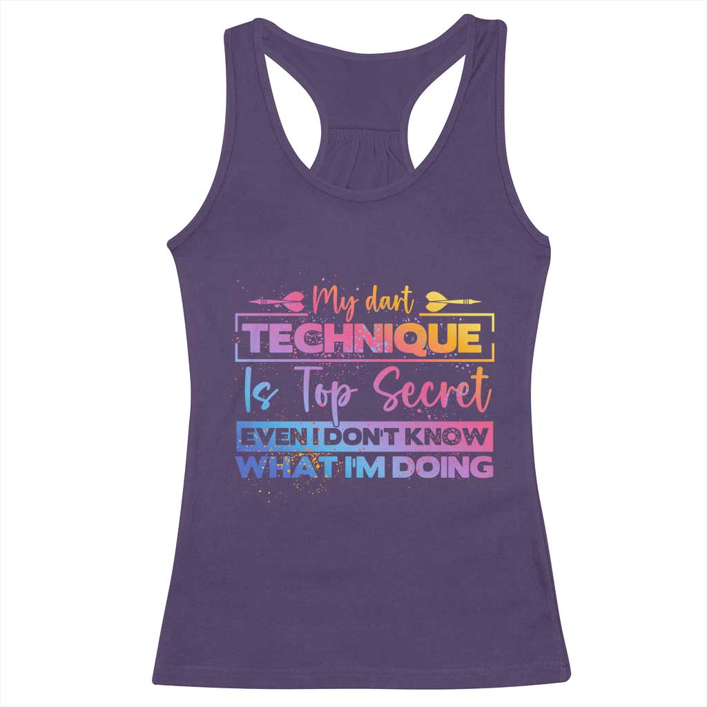 My Dart Technique Is Top Secret Racerback Tank Top Funny Dartist Gift - Wonder Print Shop
