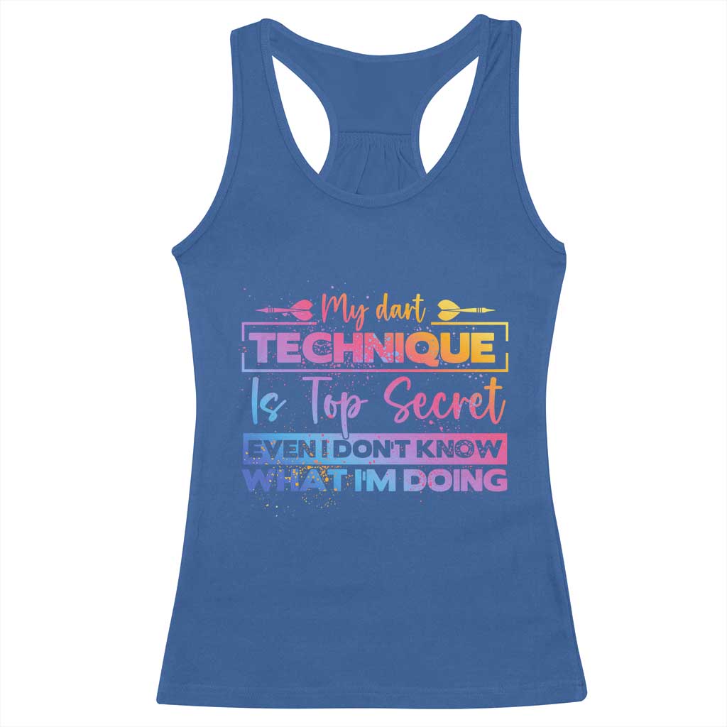 My Dart Technique Is Top Secret Racerback Tank Top Funny Dartist Gift - Wonder Print Shop