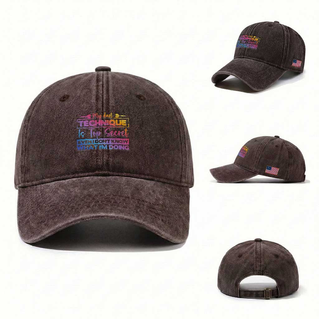 My Dart Technique Is Top Secret Washed Cotton Baseball Cap Funny Dartist Gift