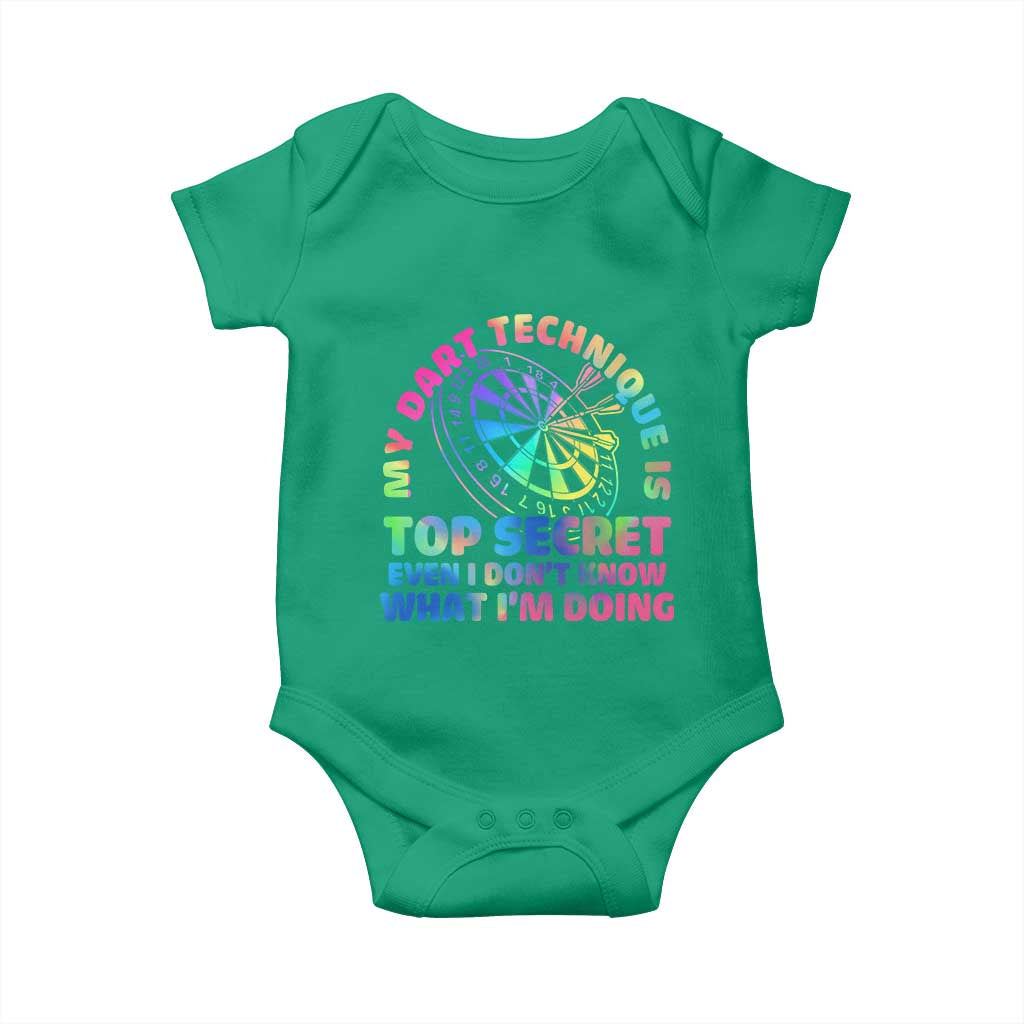 My Dart Technique Is Top Secret Baby Onesie Vintage Tie Dye Dart Lover - Wonder Print Shop