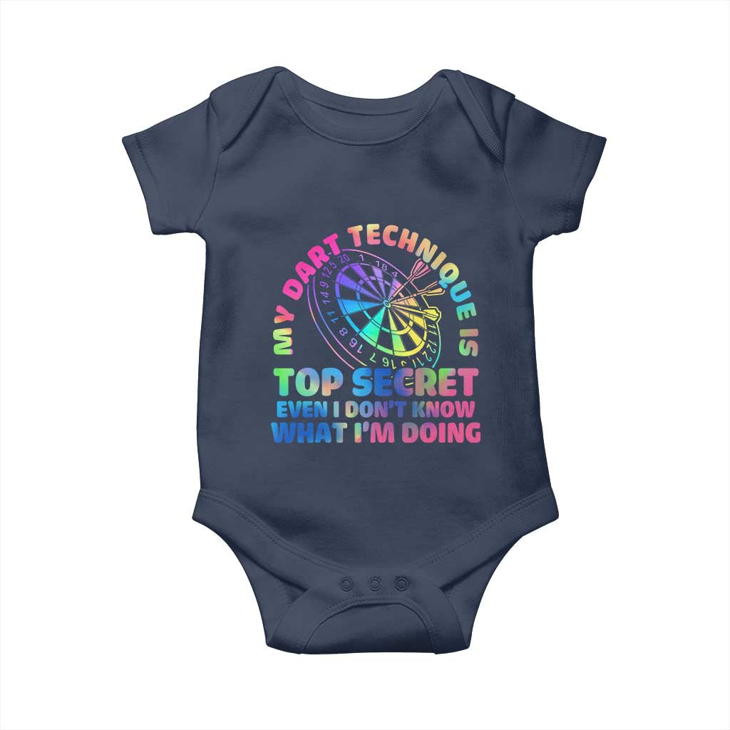 My Dart Technique Is Top Secret Baby Onesie Vintage Tie Dye Dart Lover - Wonder Print Shop