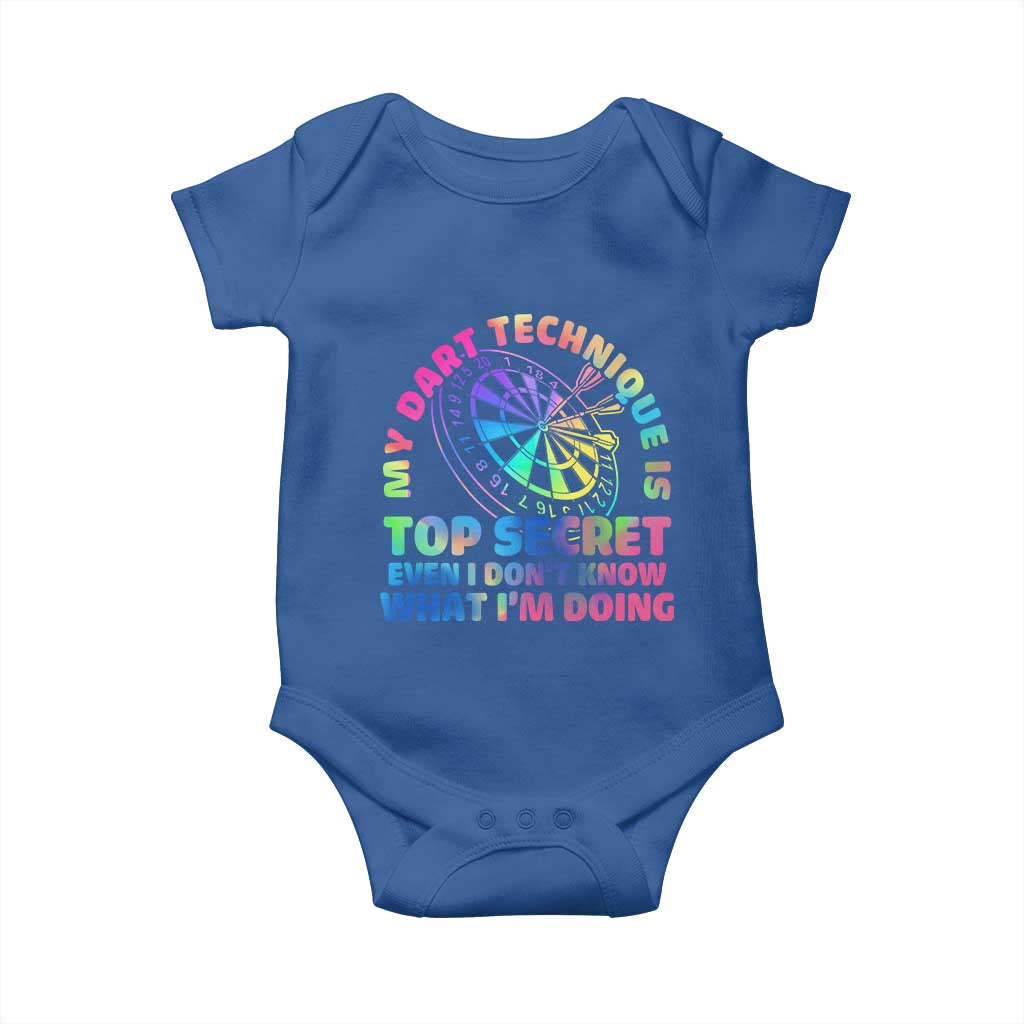 My Dart Technique Is Top Secret Baby Onesie Vintage Tie Dye Dart Lover - Wonder Print Shop
