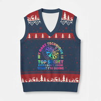 My Dart Technique Is Top Secret V-Neck Knit Sweater Vest Vintage Tie Dye Dart Lover - Wonder Print Shop