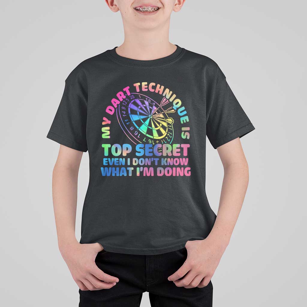 My Dart Technique Is Top Secret T Shirt For Kid Vintage Tie Dye Dart Lover - Wonder Print Shop