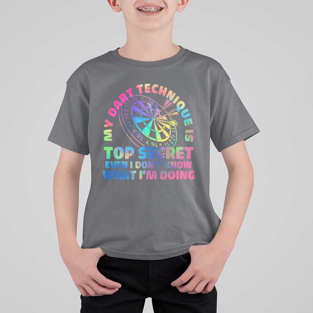 My Dart Technique Is Top Secret T Shirt For Kid Vintage Tie Dye Dart Lover - Wonder Print Shop