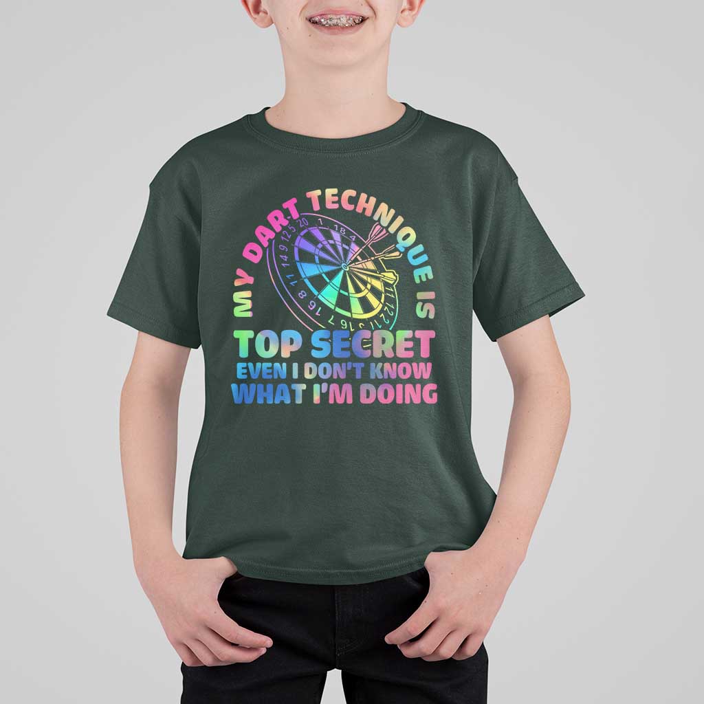 My Dart Technique Is Top Secret T Shirt For Kid Vintage Tie Dye Dart Lover - Wonder Print Shop