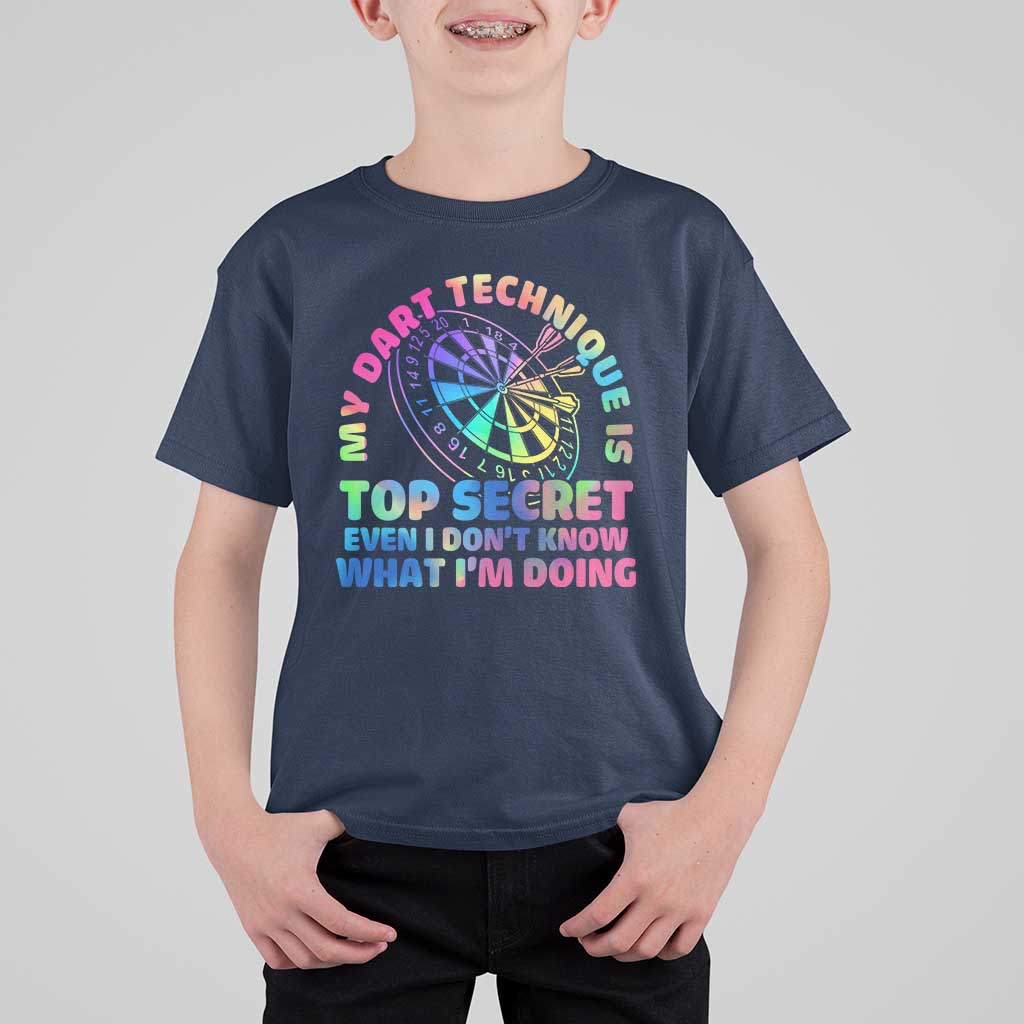 My Dart Technique Is Top Secret T Shirt For Kid Vintage Tie Dye Dart Lover - Wonder Print Shop