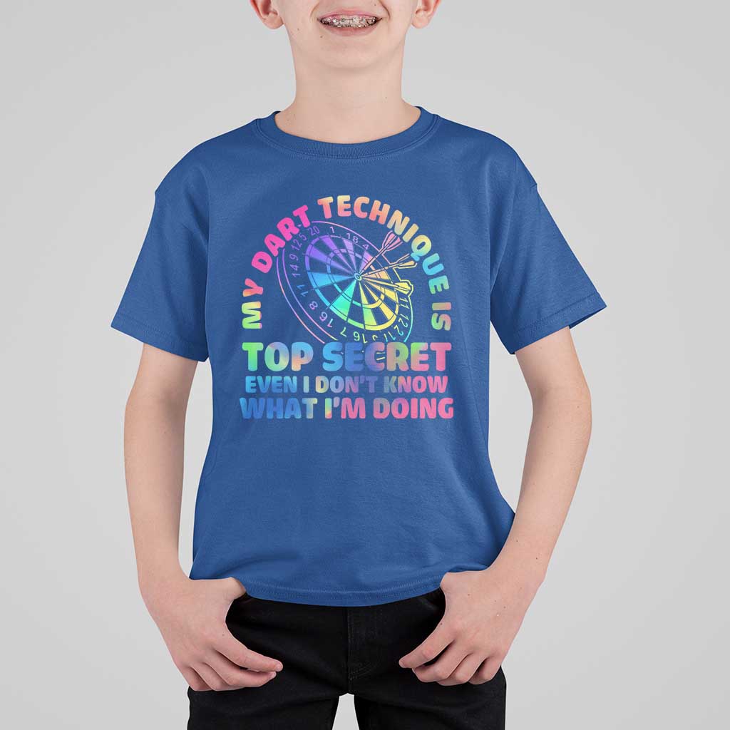 My Dart Technique Is Top Secret T Shirt For Kid Vintage Tie Dye Dart Lover - Wonder Print Shop