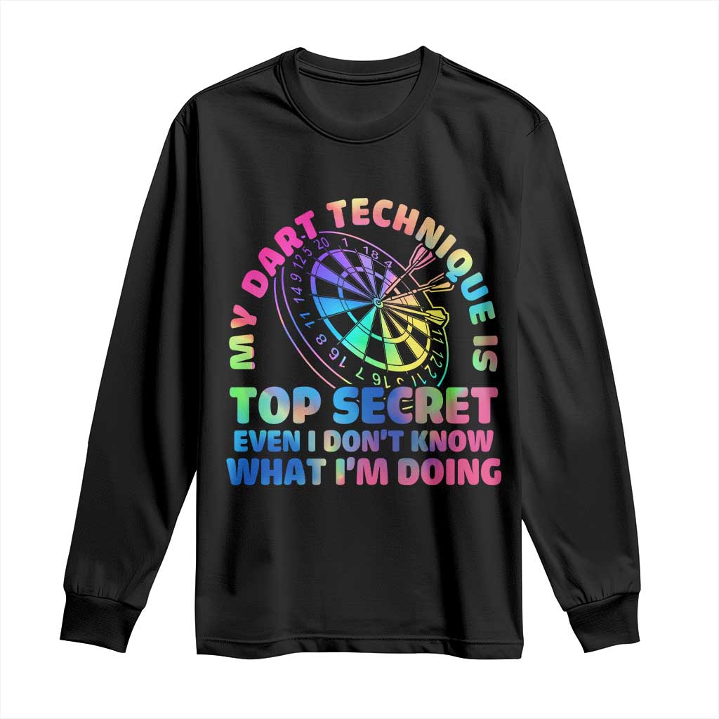 My Dart Technique Is Top Secret Long Sleeve Shirt Vintage Tie Dye Dart Lover - Wonder Print Shop
