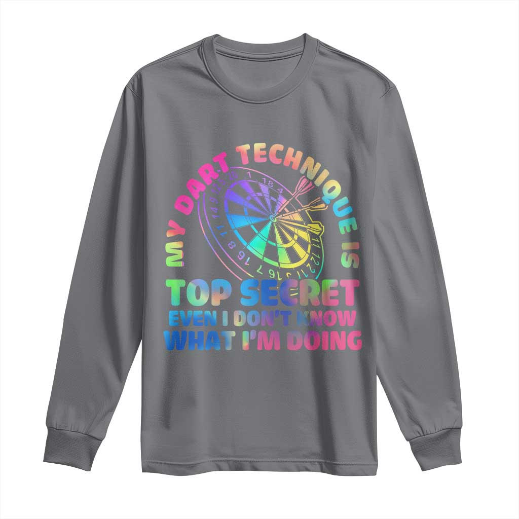 My Dart Technique Is Top Secret Long Sleeve Shirt Vintage Tie Dye Dart Lover - Wonder Print Shop