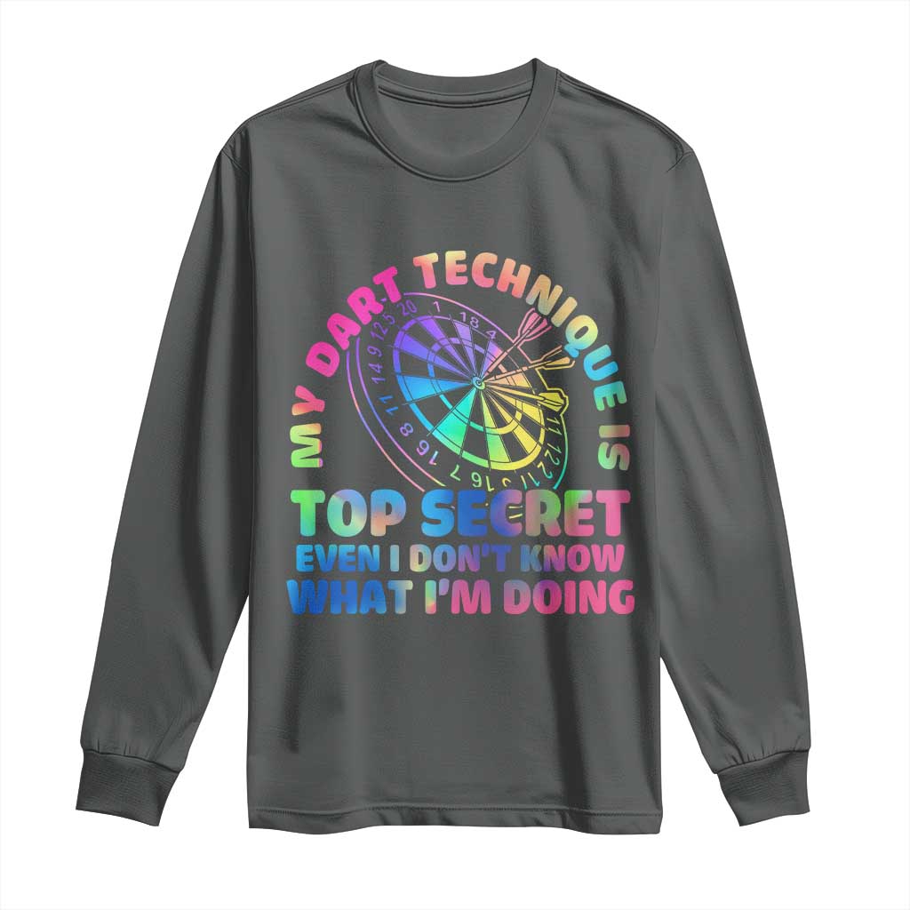 My Dart Technique Is Top Secret Long Sleeve Shirt Vintage Tie Dye Dart Lover - Wonder Print Shop