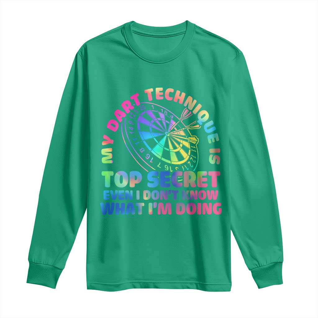 My Dart Technique Is Top Secret Long Sleeve Shirt Vintage Tie Dye Dart Lover - Wonder Print Shop