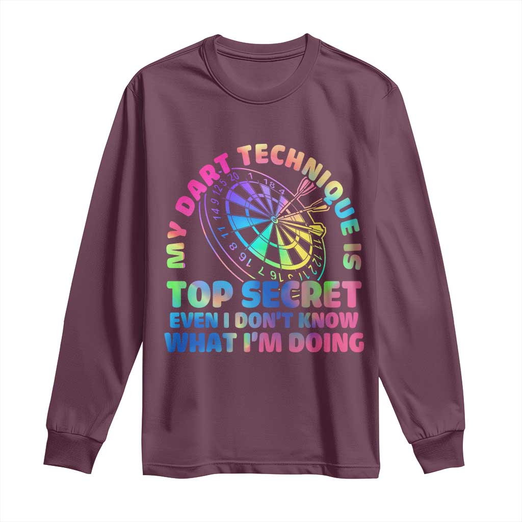 My Dart Technique Is Top Secret Long Sleeve Shirt Vintage Tie Dye Dart Lover - Wonder Print Shop