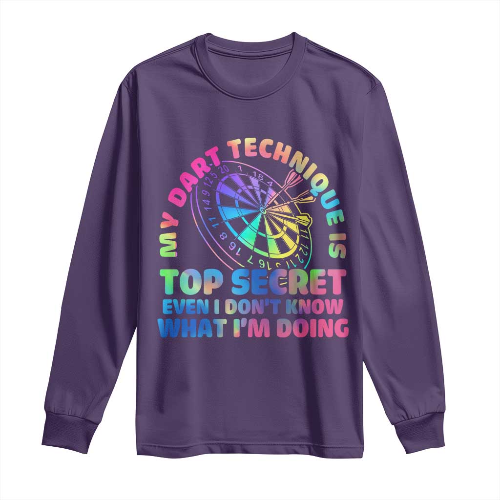 My Dart Technique Is Top Secret Long Sleeve Shirt Vintage Tie Dye Dart Lover - Wonder Print Shop