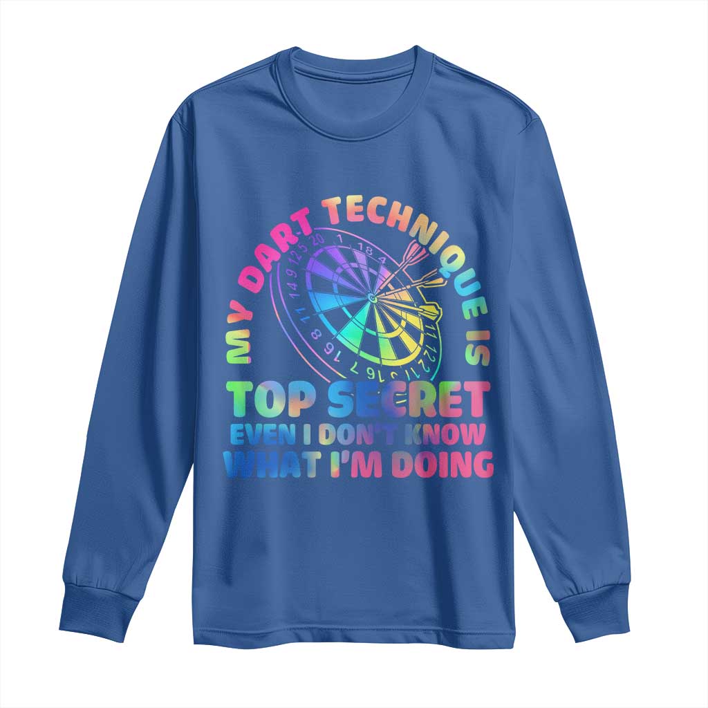 My Dart Technique Is Top Secret Long Sleeve Shirt Vintage Tie Dye Dart Lover - Wonder Print Shop