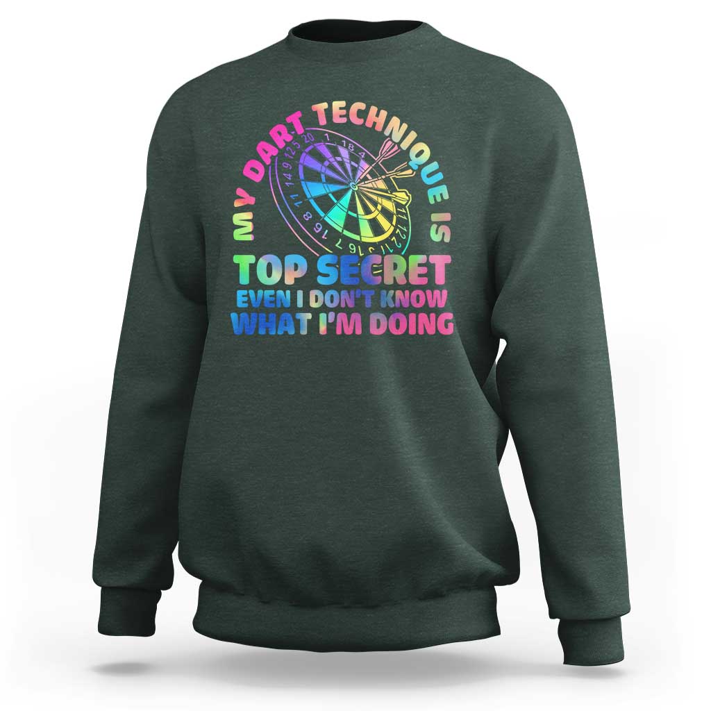 My Dart Technique Is Top Secret Sweatshirt Vintage Tie Dye Dart Lover - Wonder Print Shop