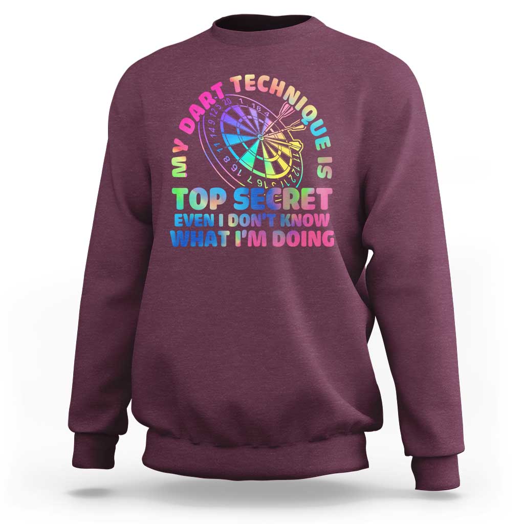 My Dart Technique Is Top Secret Sweatshirt Vintage Tie Dye Dart Lover - Wonder Print Shop