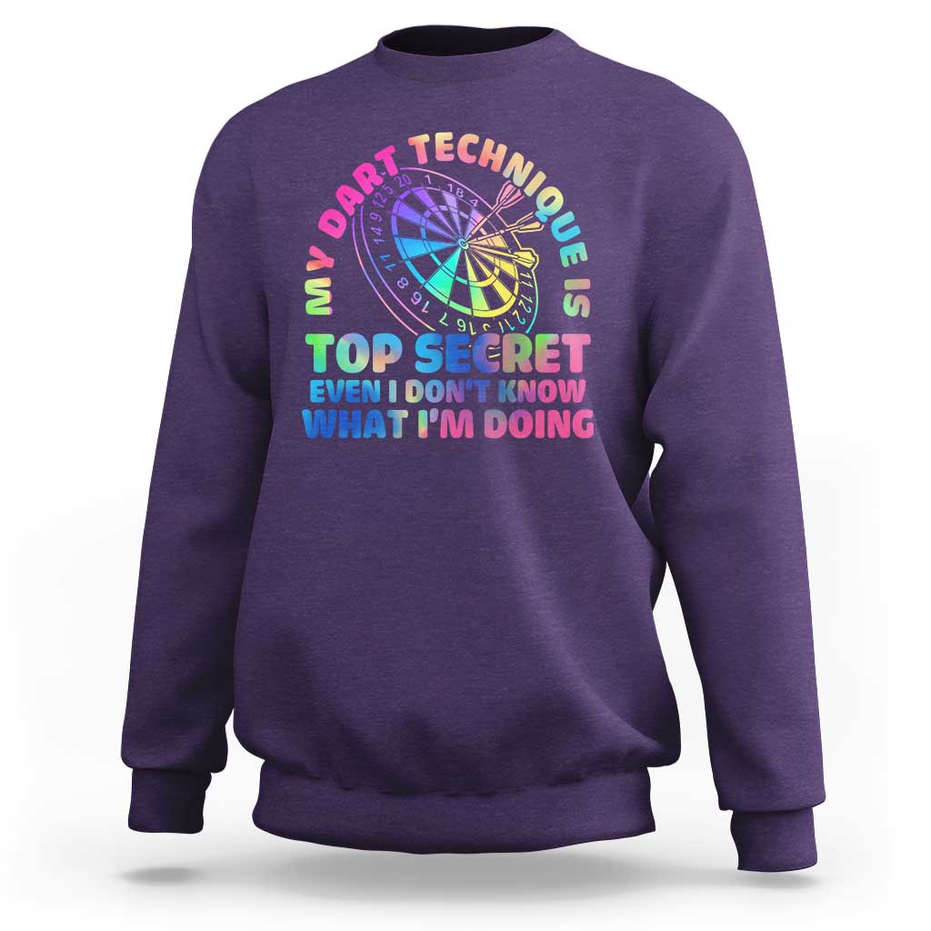 My Dart Technique Is Top Secret Sweatshirt Vintage Tie Dye Dart Lover - Wonder Print Shop