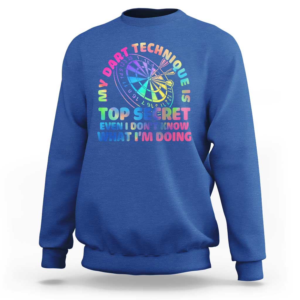 My Dart Technique Is Top Secret Sweatshirt Vintage Tie Dye Dart Lover - Wonder Print Shop