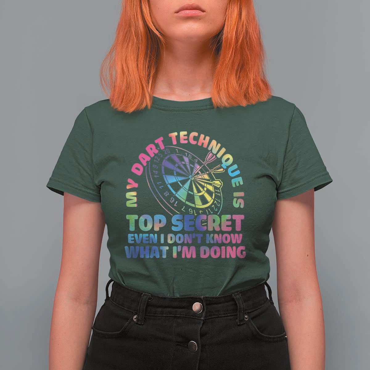 My Dart Technique Is Top Secret T Shirt For Women Vintage Tie Dye Dart Lover - Wonder Print Shop