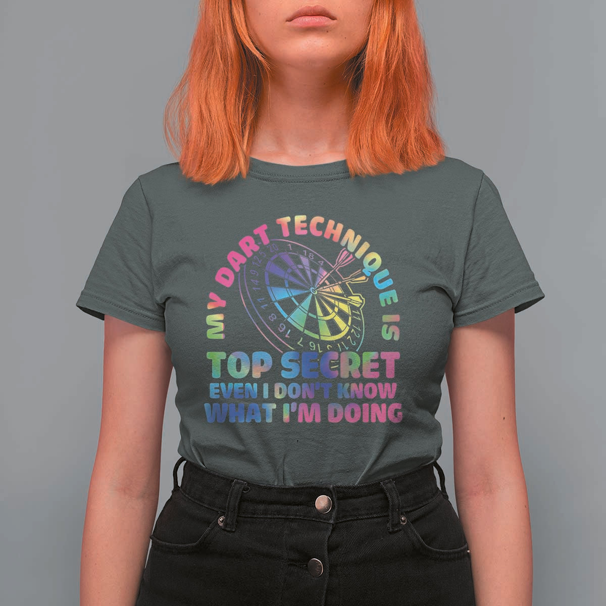 My Dart Technique Is Top Secret T Shirt For Women Vintage Tie Dye Dart Lover - Wonder Print Shop