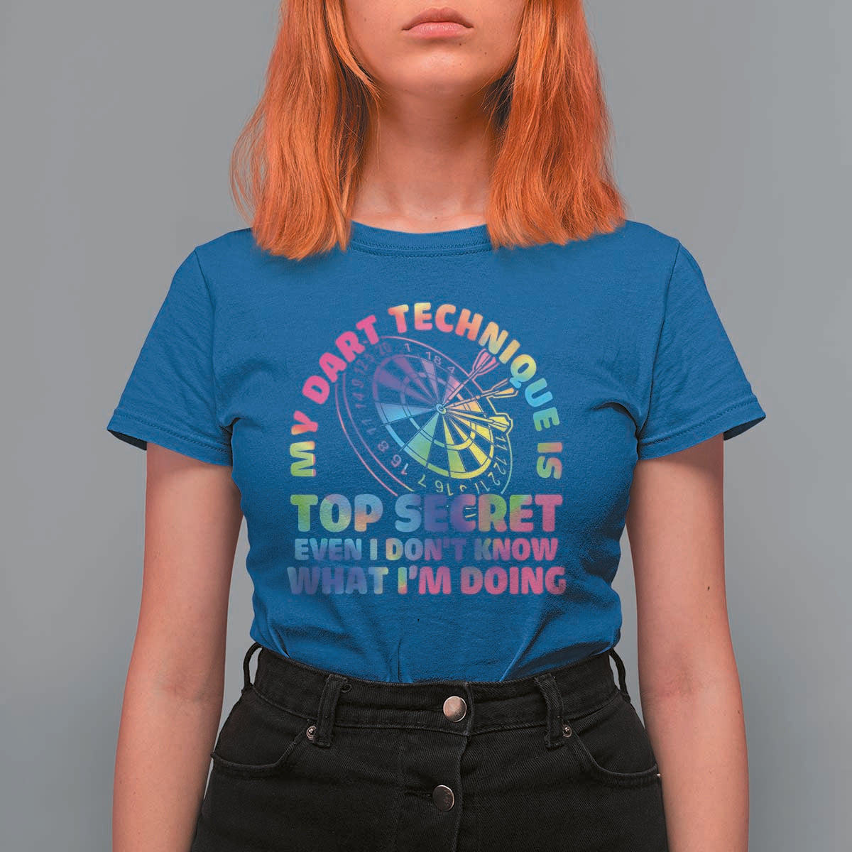 My Dart Technique Is Top Secret T Shirt For Women Vintage Tie Dye Dart Lover - Wonder Print Shop