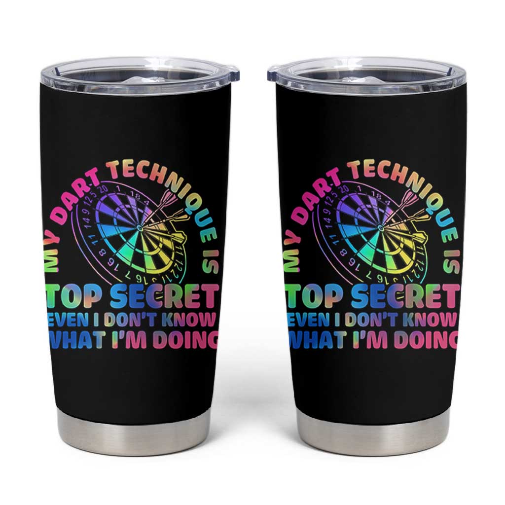 My Dart Technique Is Top Secret Tumbler Cup Vintage Tie Dye Dart Lover - Wonder Print Shop