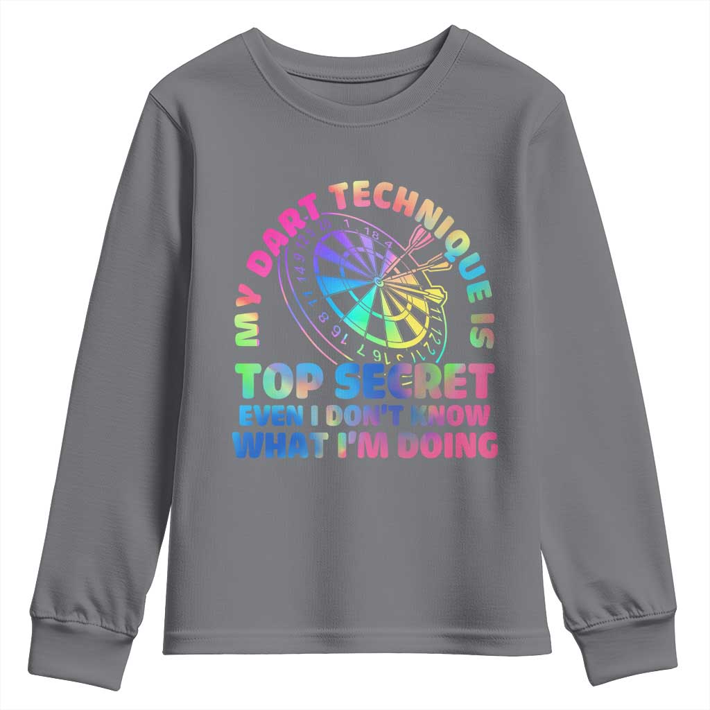My Dart Technique Is Top Secret Youth Sweatshirt Vintage Tie Dye Dart Lover - Wonder Print Shop