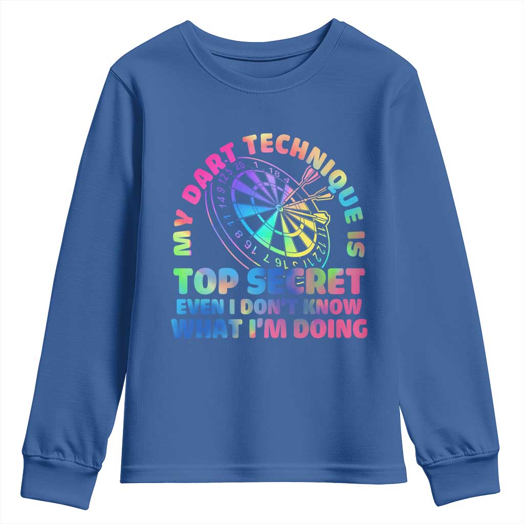 My Dart Technique Is Top Secret Youth Sweatshirt Vintage Tie Dye Dart Lover - Wonder Print Shop