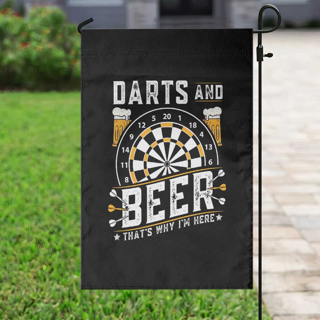 Darts And Beer That Is Why I Am Here Garden Flag Funny Pub Game Darts Lover Gift - Wonder Print Shop
