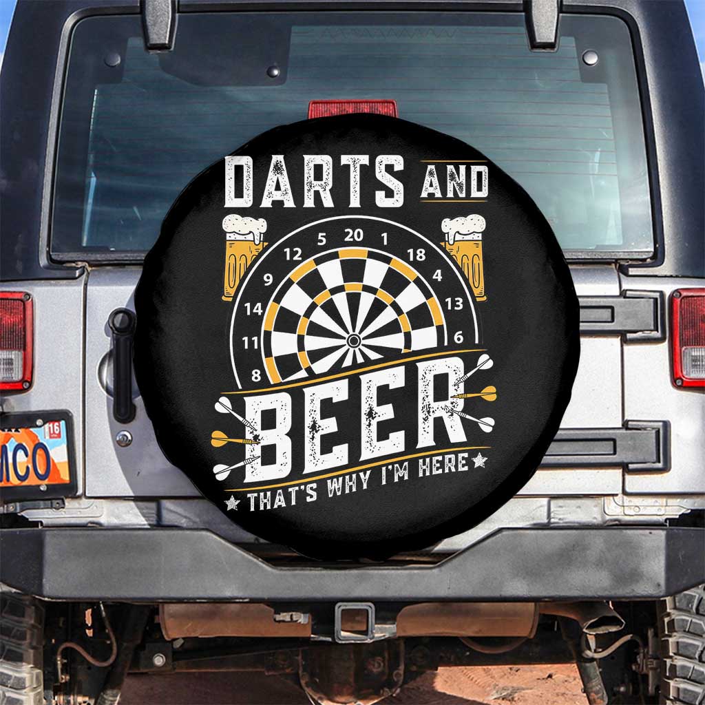 Darts And Beer That Is Why I Am Here Spare Tire Cover Funny Pub Game Darts Lover Gift - Wonder Print Shop