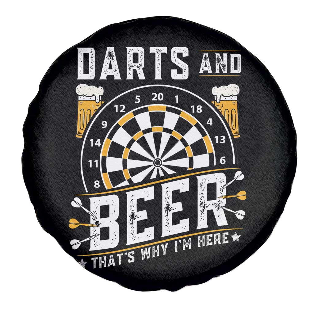 Darts And Beer That Is Why I Am Here Spare Tire Cover Funny Pub Game Darts Lover Gift - Wonder Print Shop