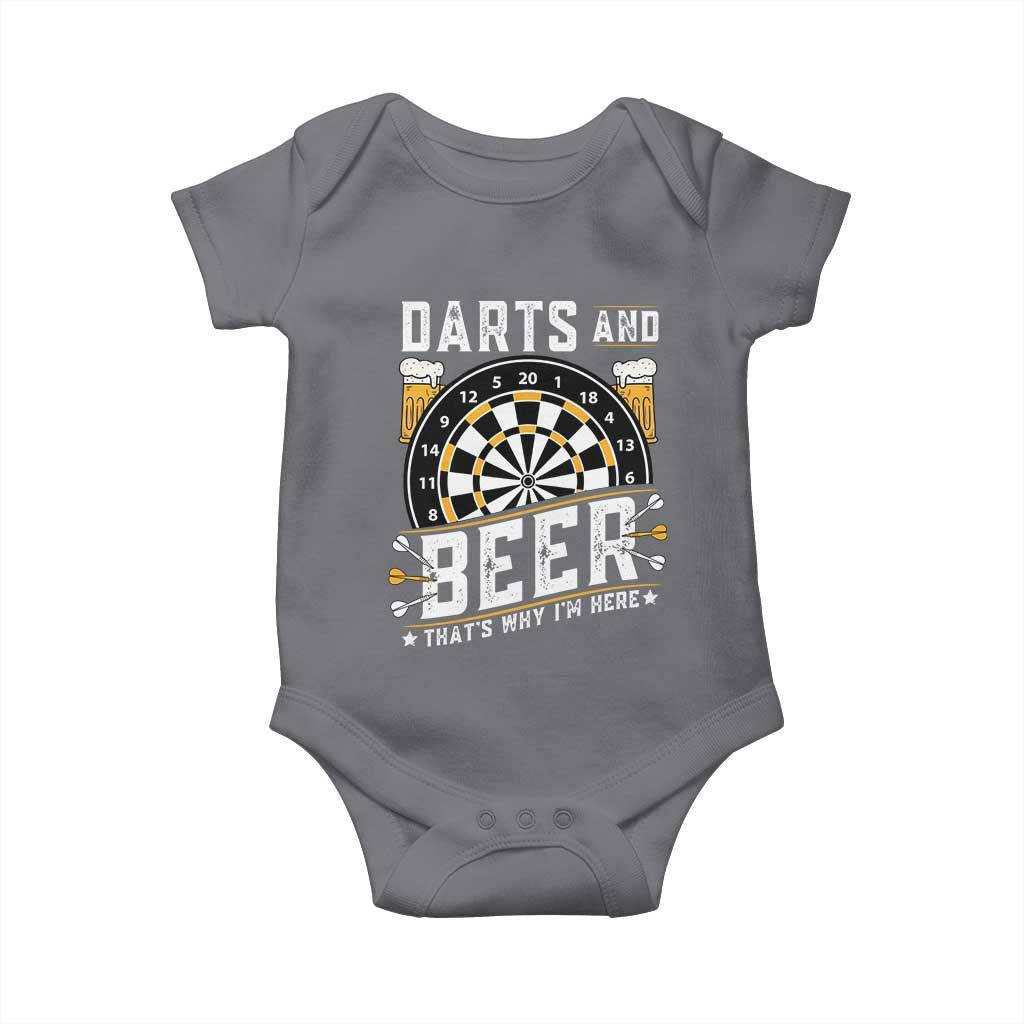 Darts And Beer That Is Why I Am Here Baby Onesie Funny Pub Game Darts Lover Gift - Wonder Print Shop