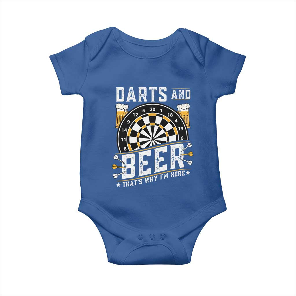 Darts And Beer That Is Why I Am Here Baby Onesie Funny Pub Game Darts Lover Gift - Wonder Print Shop