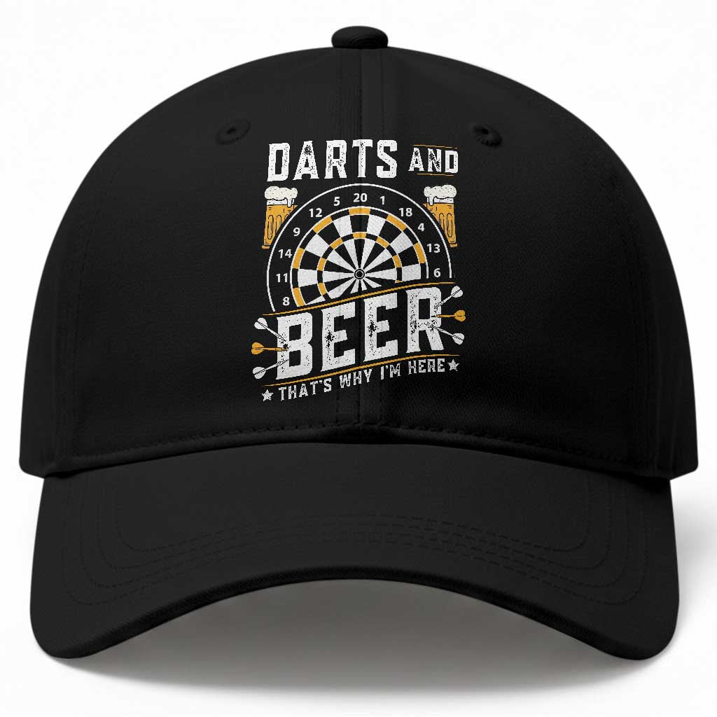 Darts And Beer That Is Why I Am Here Baseball Cap Funny Pub Game Darts Lover Gift