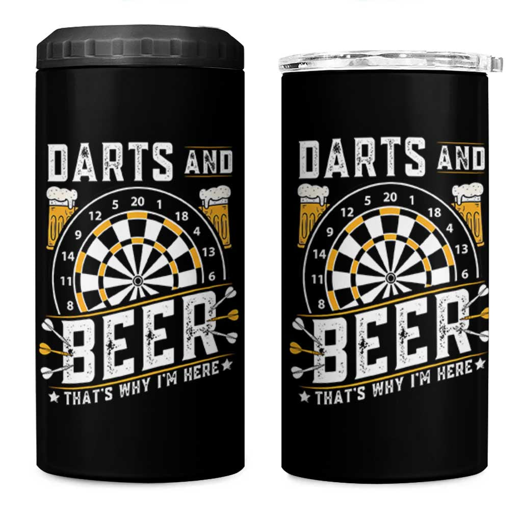 Darts And Beer That Is Why I Am Here 4 in 1 Can Cooler Tumbler Funny Pub Game Darts Lover Gift - Wonder Print Shop