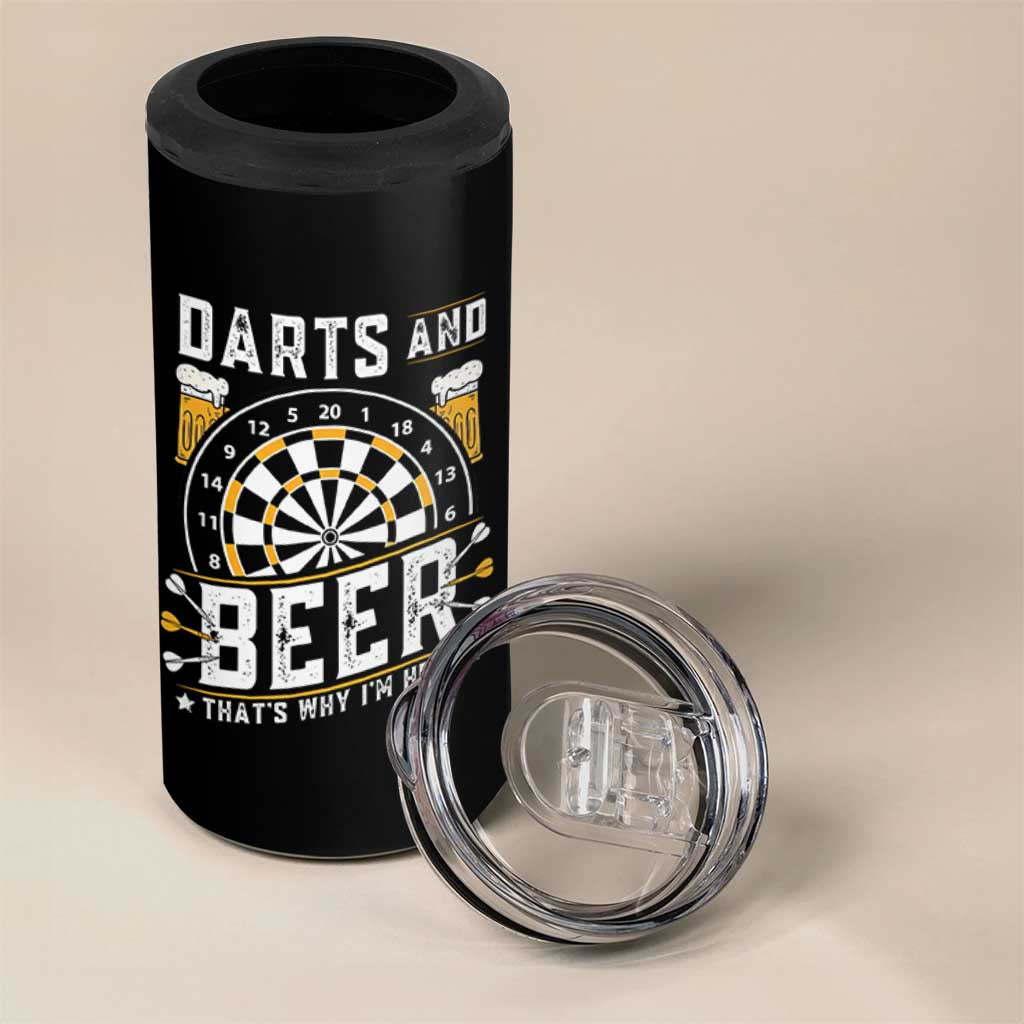 Darts And Beer That Is Why I Am Here 4 in 1 Can Cooler Tumbler Funny Pub Game Darts Lover Gift - Wonder Print Shop