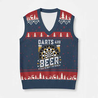 Darts And Beer That Is Why I Am Here V-Neck Knit Sweater Vest Funny Pub Game Darts Lover Gift - Wonder Print Shop