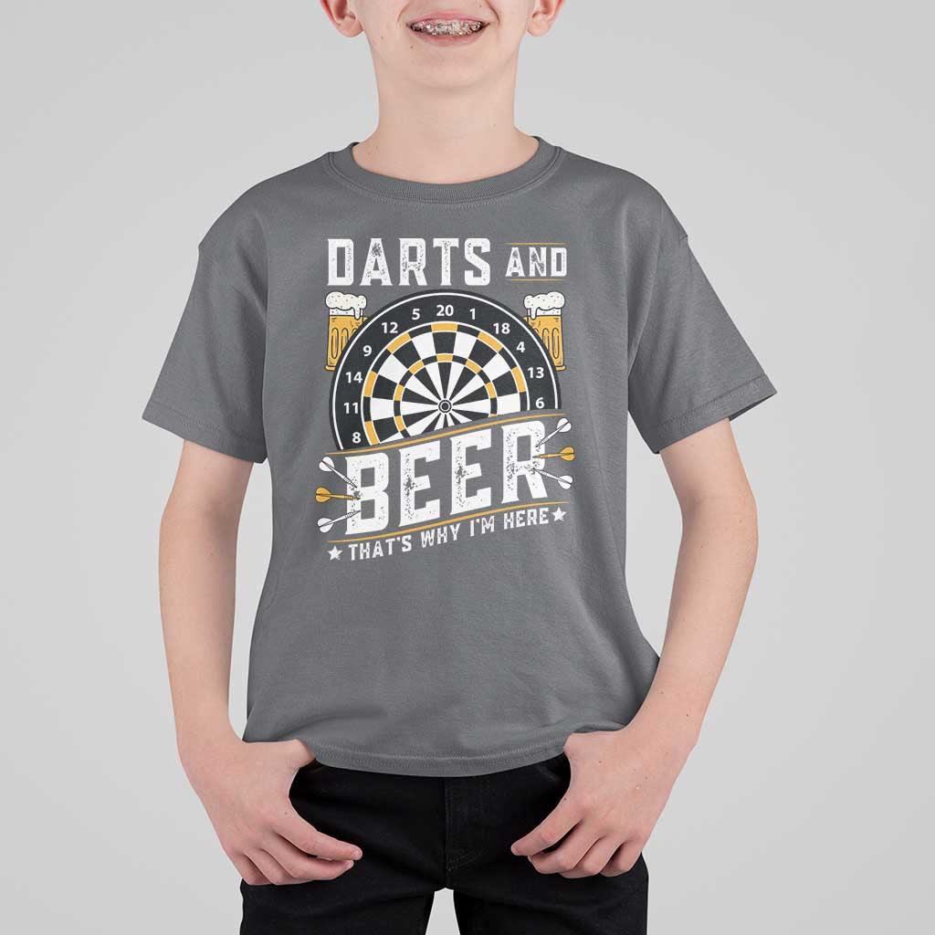 Darts And Beer That Is Why I Am Here T Shirt For Kid Funny Pub Game Darts Lover Gift - Wonder Print Shop