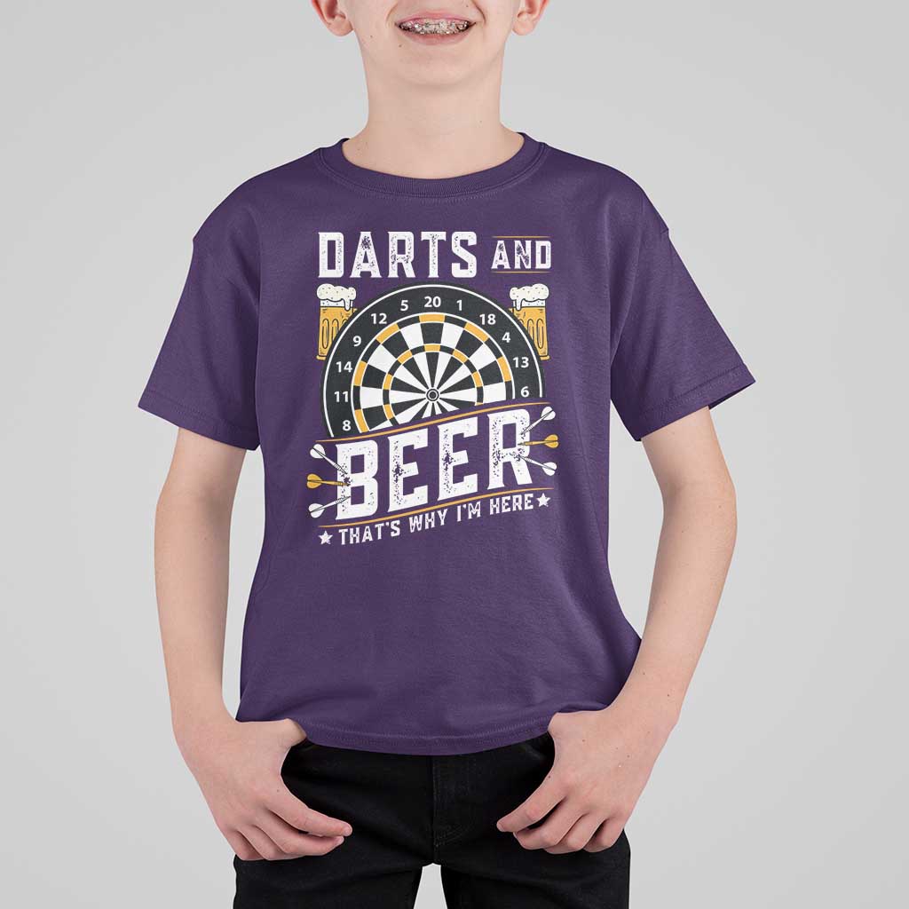 Darts And Beer That Is Why I Am Here T Shirt For Kid Funny Pub Game Darts Lover Gift - Wonder Print Shop