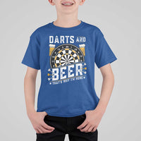 Darts And Beer That Is Why I Am Here T Shirt For Kid Funny Pub Game Darts Lover Gift - Wonder Print Shop