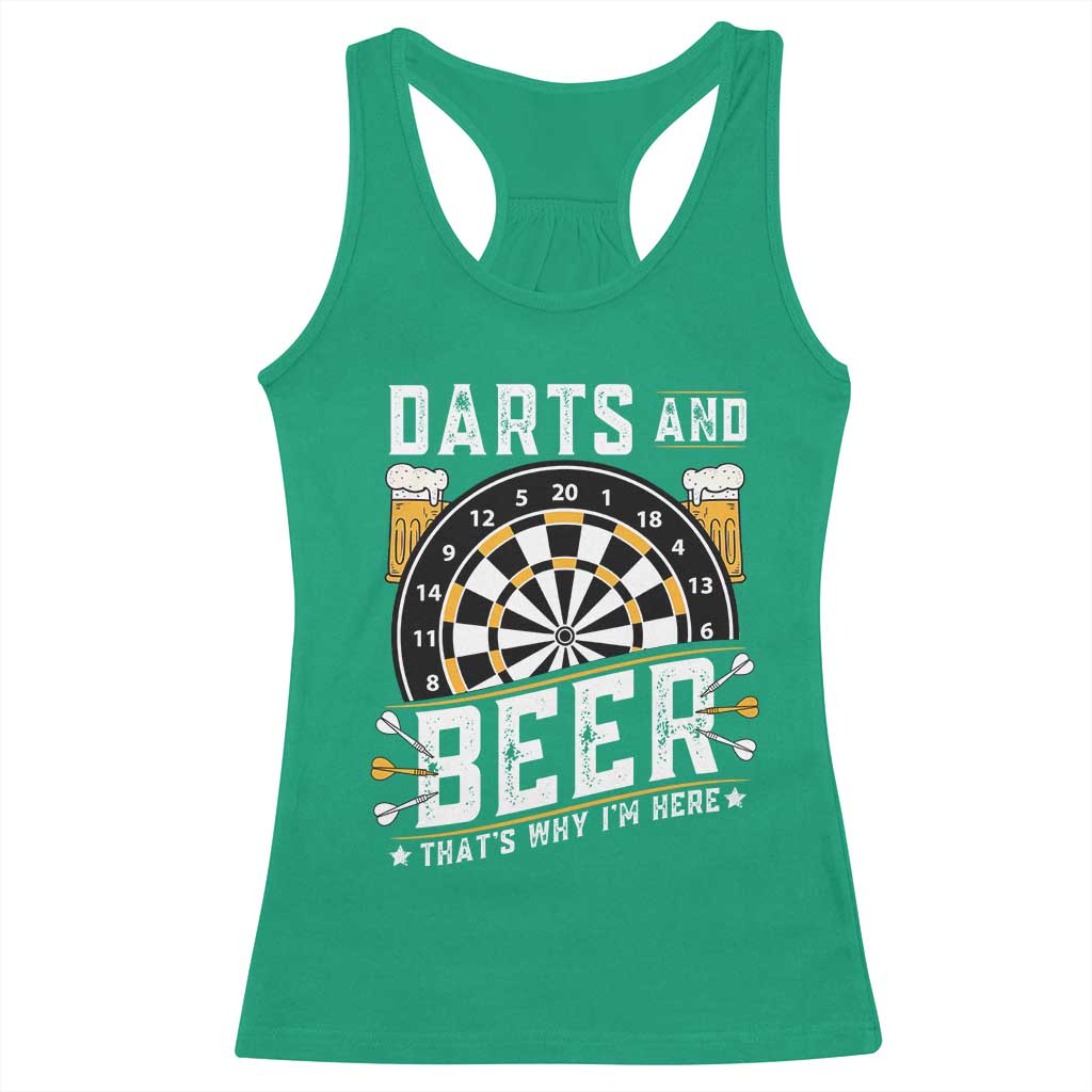 Darts And Beer That Is Why I Am Here Racerback Tank Top Funny Pub Game Darts Lover Gift - Wonder Print Shop