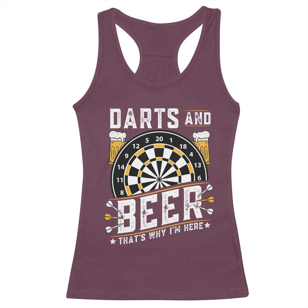 Darts And Beer That Is Why I Am Here Racerback Tank Top Funny Pub Game Darts Lover Gift - Wonder Print Shop