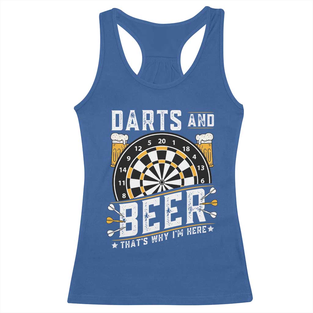 Darts And Beer That Is Why I Am Here Racerback Tank Top Funny Pub Game Darts Lover Gift - Wonder Print Shop