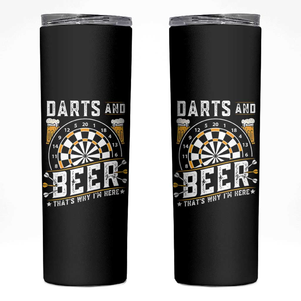 Darts And Beer That Is Why I Am Here Skinny Tumbler Funny Pub Game Darts Lover Gift - Wonder Print Shop