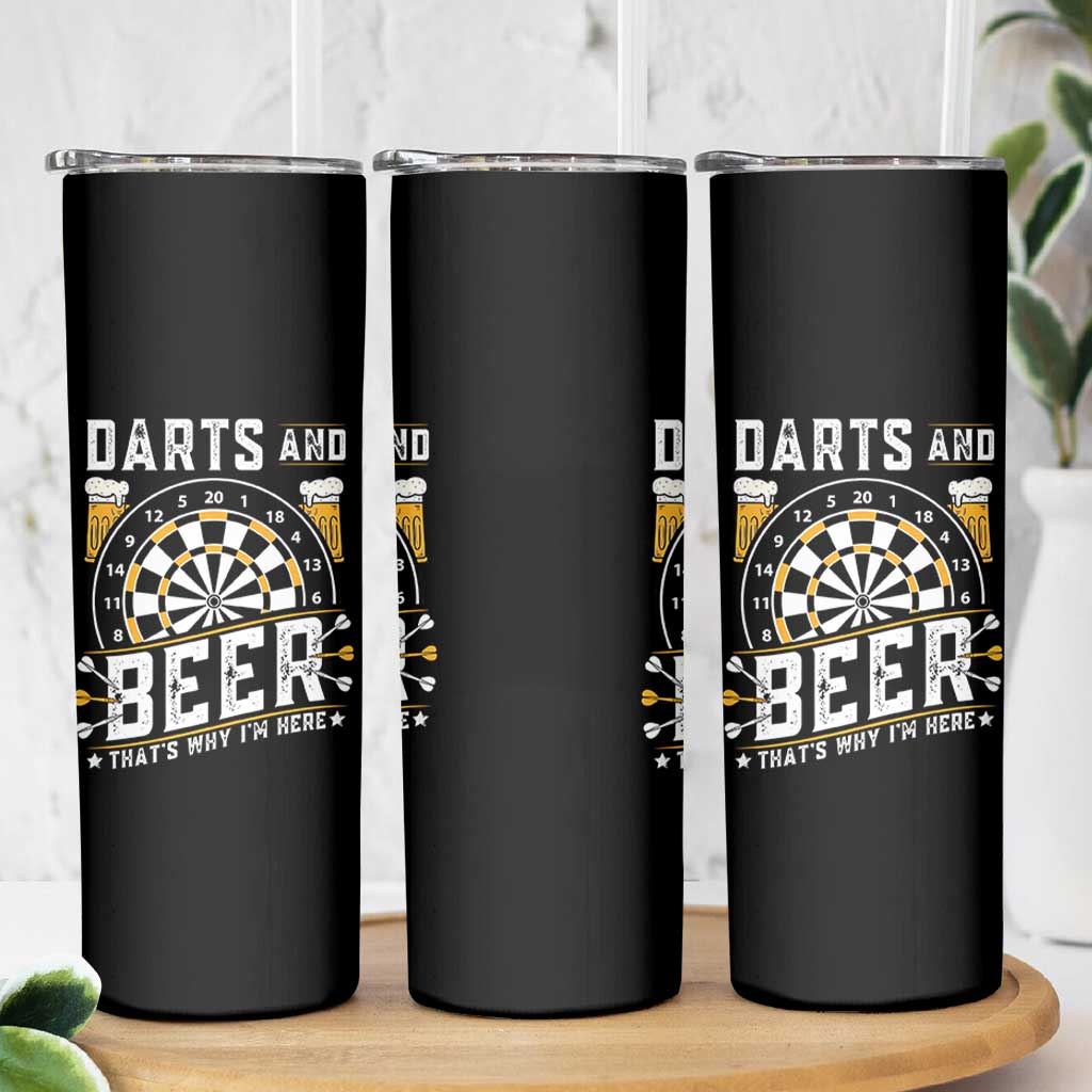 Darts And Beer That Is Why I Am Here Skinny Tumbler Funny Pub Game Darts Lover Gift - Wonder Print Shop